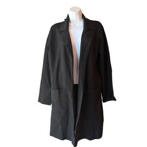 Becool Womens Black Longline Open Front Coatigan Cardigan Sweater Size Large